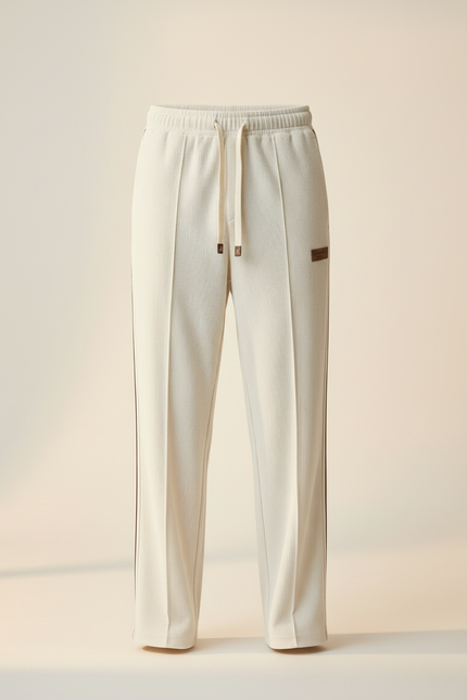 Pantalon Blanc Côtelé Droit Décontracté Homme - Cordé - vue 3