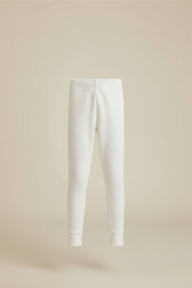 Pantalon Blanc Côtelé Enfant Confortable Rayé - Maille - vue 3