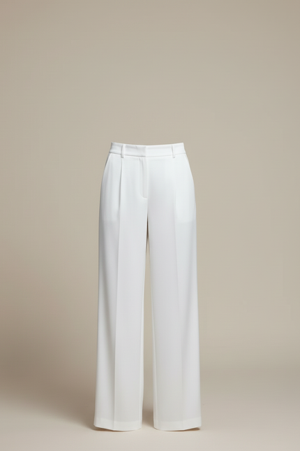Pantalon Blanc Satin Ample Fluide Élégant Femme - vue 3