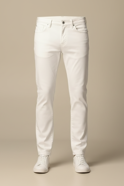 Pantalon Blanc Slim Coton Décontracté Homme - Jean - vue 3