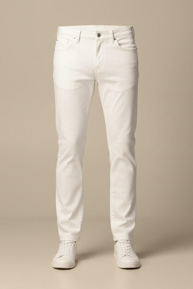 Pantalon Blanc Slim Coton Décontracté Homme - Jean - vue 3