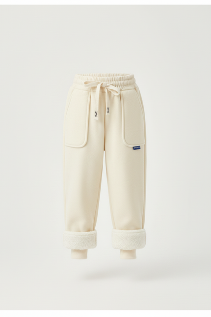 Pantalon Blanc Molletonné Chaud Enfant Doux Confortable - Beige - vue 3