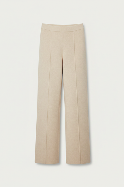 Pantalon Blanc Tricoté Ample Confortable Chaud Femme - Beige Maille - vue 3