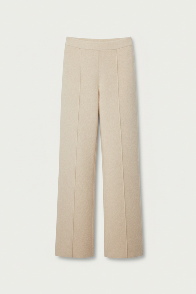 Pantalon Blanc Tricoté Ample Confortable Chaud Femme - Beige Maille - vue 3