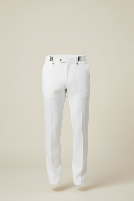 Pantalon Blanc Habillé Coupe Droite Élégant Homme - Gabardine - vue 3