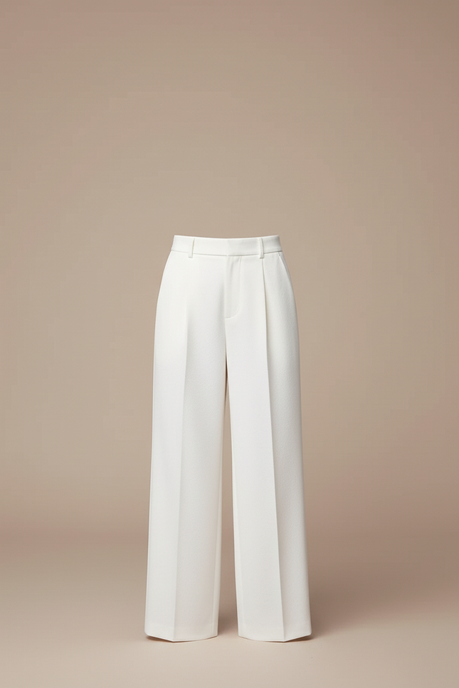 Pantalon Blanc Ample Plissé Droit Élégant Enfant - Gabardine - vue 3