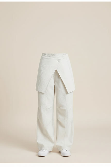 Pantalon Blanc Droit Ample Détachable Fille Junior - Lin - vue 3