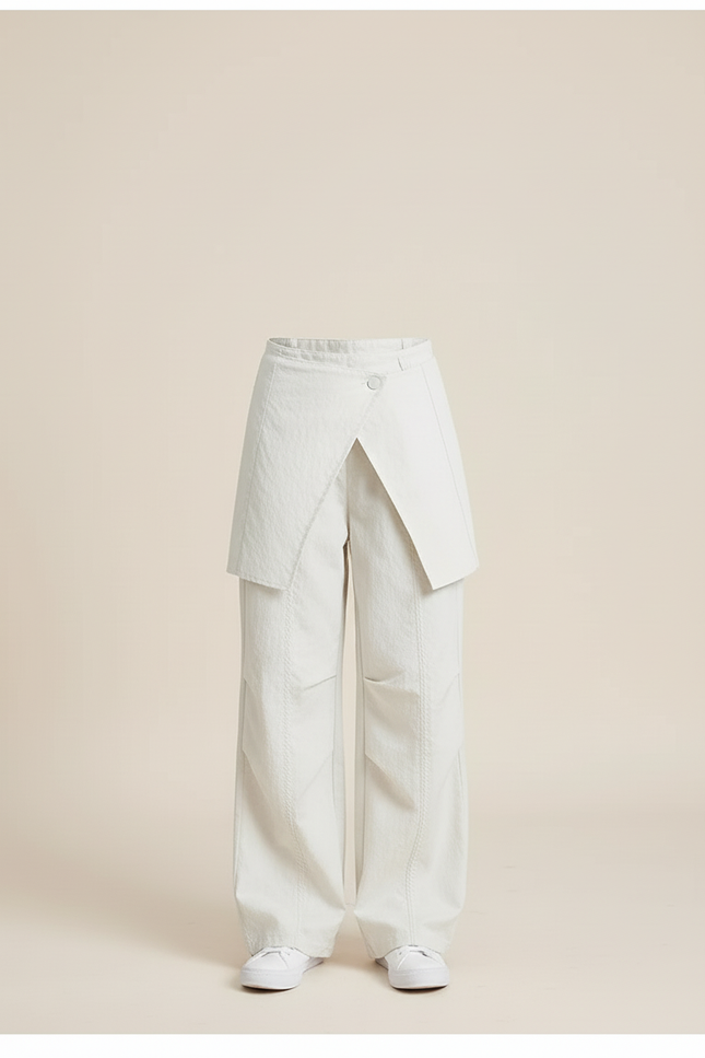 Pantalon Blanc Droit Ample Détachable Fille Junior - Lin - vue 3