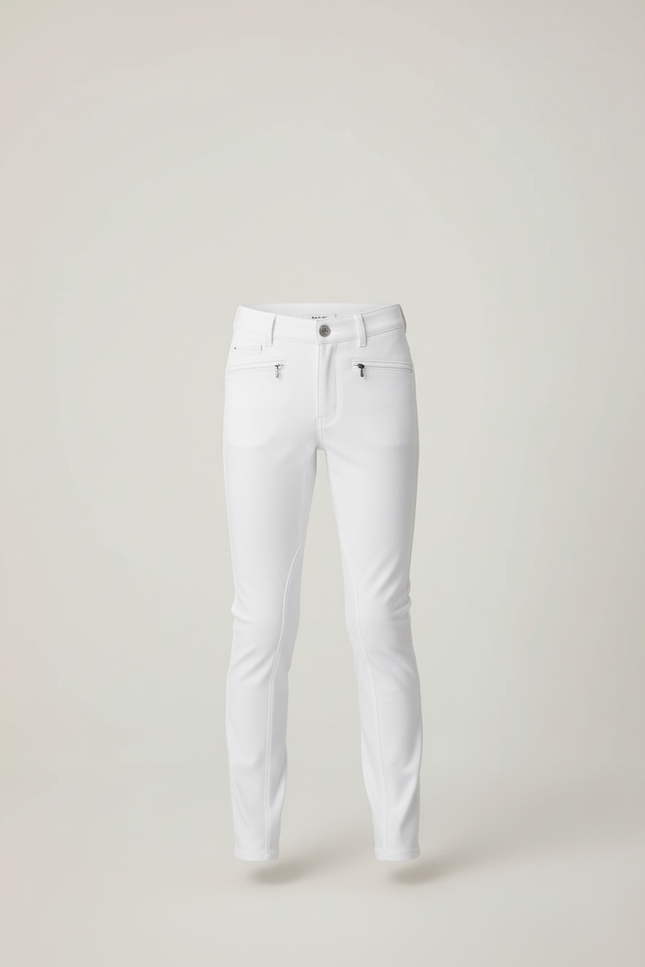 Pantalon Blanc Équestre Enfant Slim Poches Zippées - Polyester - vue 3