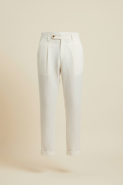 Pantalon Lin Blanc Pas Transparent - vue 3