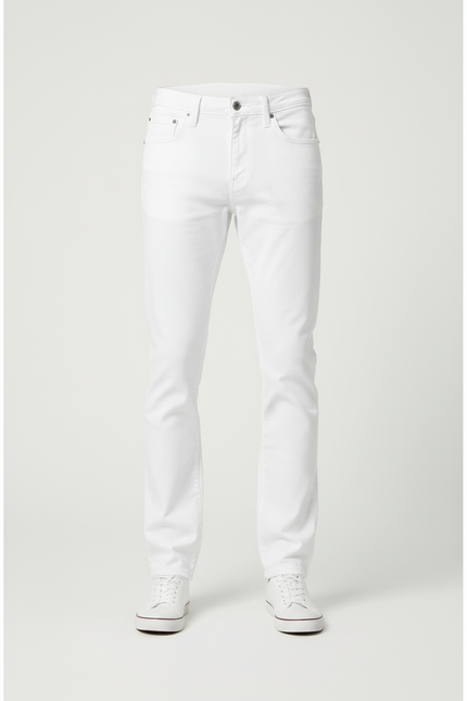 Pantalon Blanc Homme Coupe Droite Décontracté Slim - Jean - vue 3