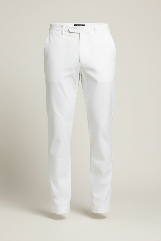 Pantalon Blanc Homme Droit Élégant Coton Formel - vue 3