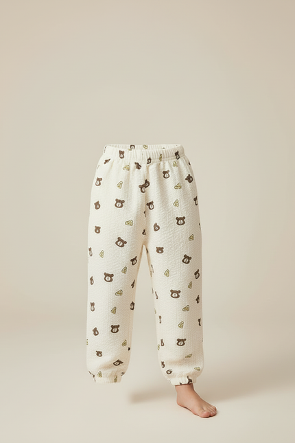 Pantalon Blanc Oursons Mignon Confortable Enfant Coton - Molleton - vue 3