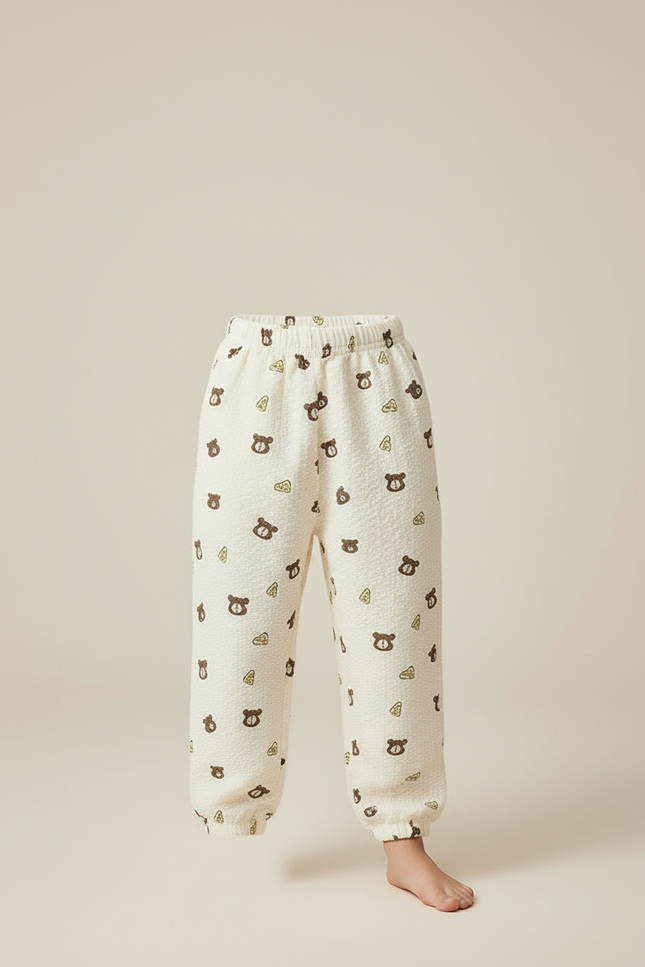 Pantalon Blanc Oursons Mignon Confortable Enfant Coton - Molleton - vue 3