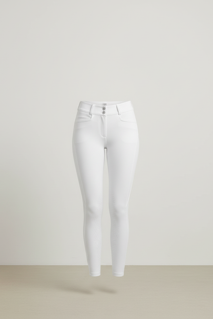 Pantalon Blanc Équestre Femme Stretch Ajusté Respirant - Polyester - vue 3