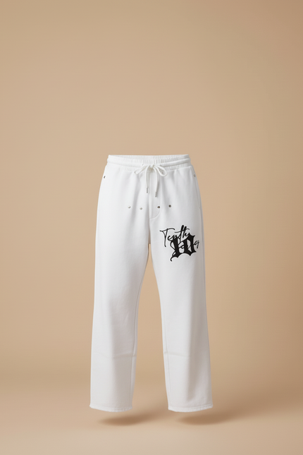 Pantalon Blanc Ample Décontracté Gothic Letter Y2K - Molleton - vue 3