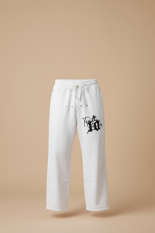 Pantalon Blanc Ample Décontracté Gothic Letter Y2K - Molleton - vue 3