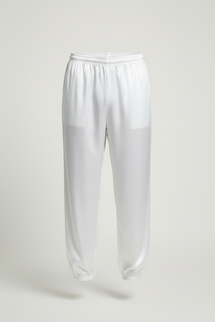 Pantalon Blanc Satiné Ample Élastique Sport Homme - vue 3