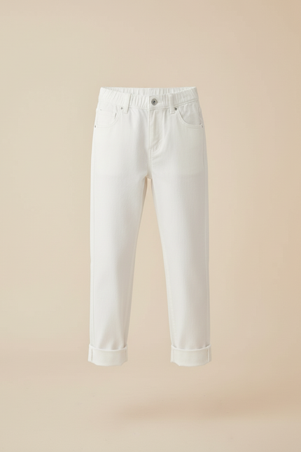Pantalon Blanc Coton Droit Enfant Décontracté - vue 3