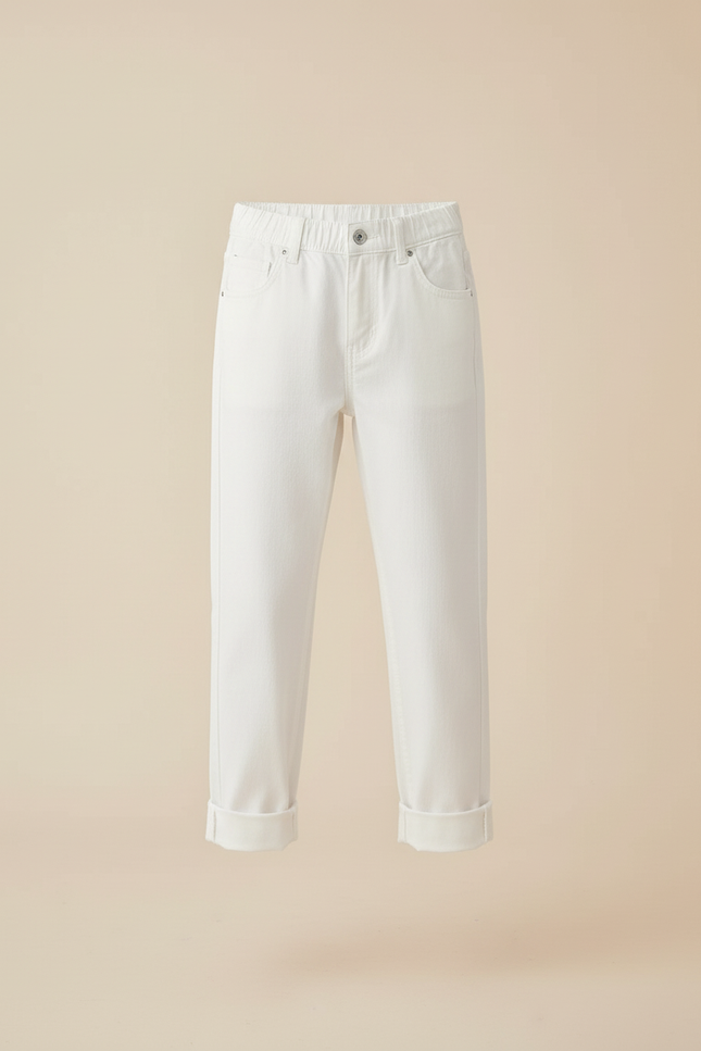 Pantalon Blanc Coton Droit Enfant Décontracté - vue 3