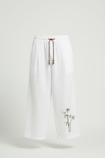 Pantalon Blanc Lin Ample Décontracté Bambou Homme - vue 3