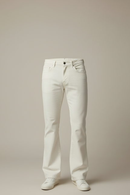 Pantalon Blanc Évasé Côtelé Décontracté Homme - Cordé - vue 3