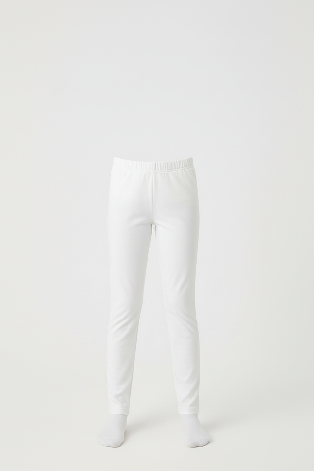 Pantalon Blanc Fille Slim Élastique Confortable Uni - Polyester - vue 2