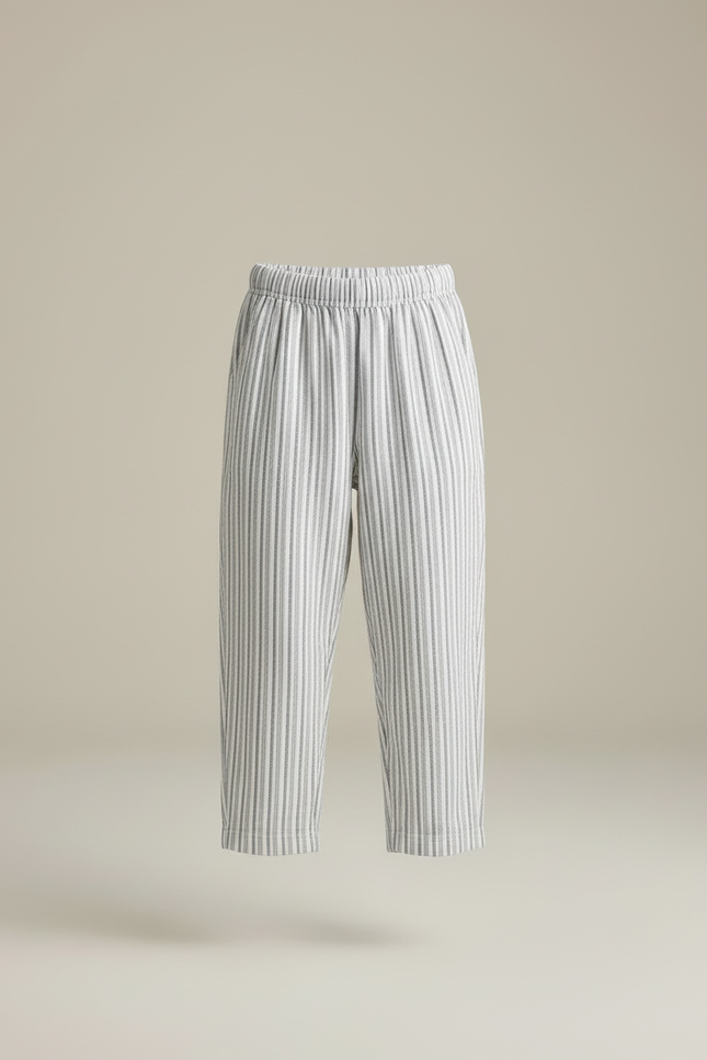 Pantalon Lin Raye Bleu Et Blanc - Multicolore - vue 2