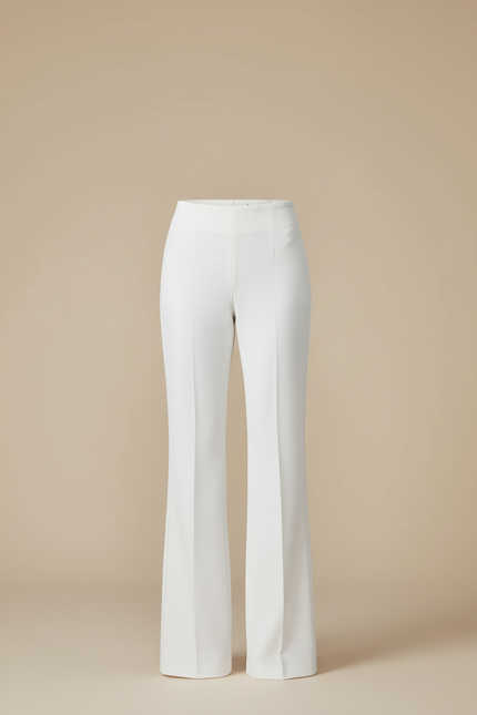 Pantalon Blanc Droit Habillé Fluide Femme - Polyester - vue 3