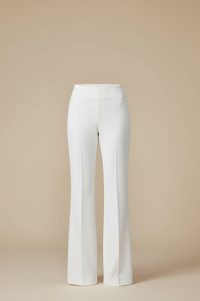 Pantalon Blanc Droit Habillé Fluide Femme - Polyester - vue 3