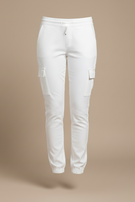 Pantalon Cargo Militaire Blanc - Coton - vue 3