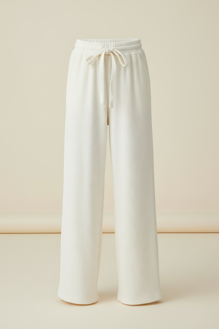Pantalon Blanc Côtelé Ample Droit Confortable Enfant - Cordé - vue 3