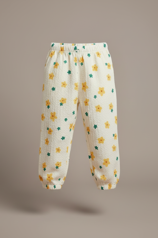 Pantalon Blanc À Fleurs - Maille - vue 3