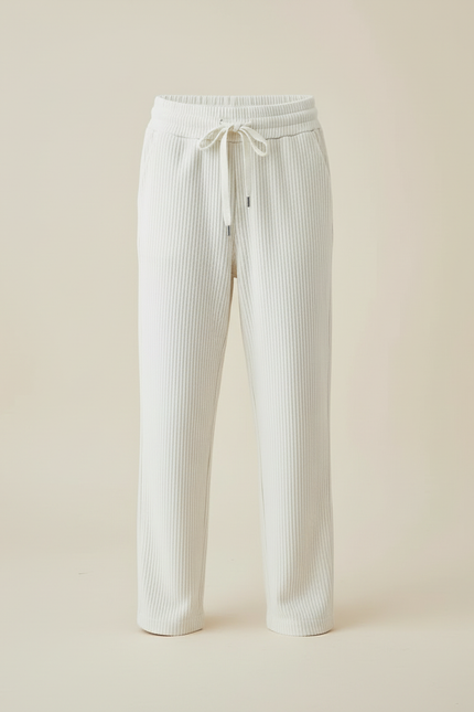 Pantalon Blanc Côtelé Droit Ample Confortable Enfant - Maille - vue 3