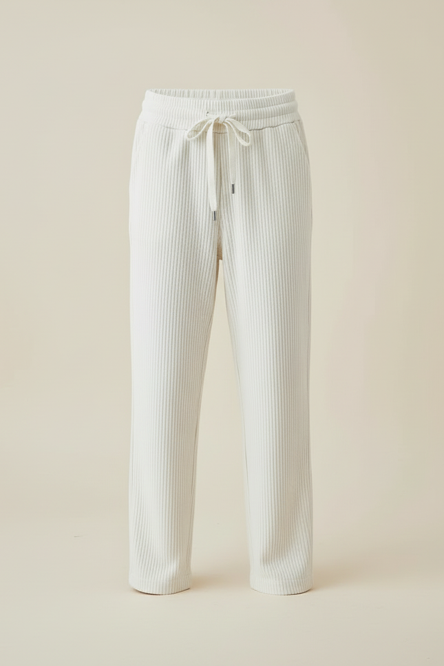 Pantalon Blanc Côtelé Droit Ample Confortable Enfant - Maille - vue 3