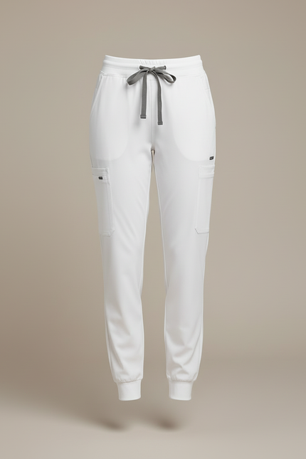 Pantalon Blanc Jogger Cordon Médical Femme - Polyester - vue 3