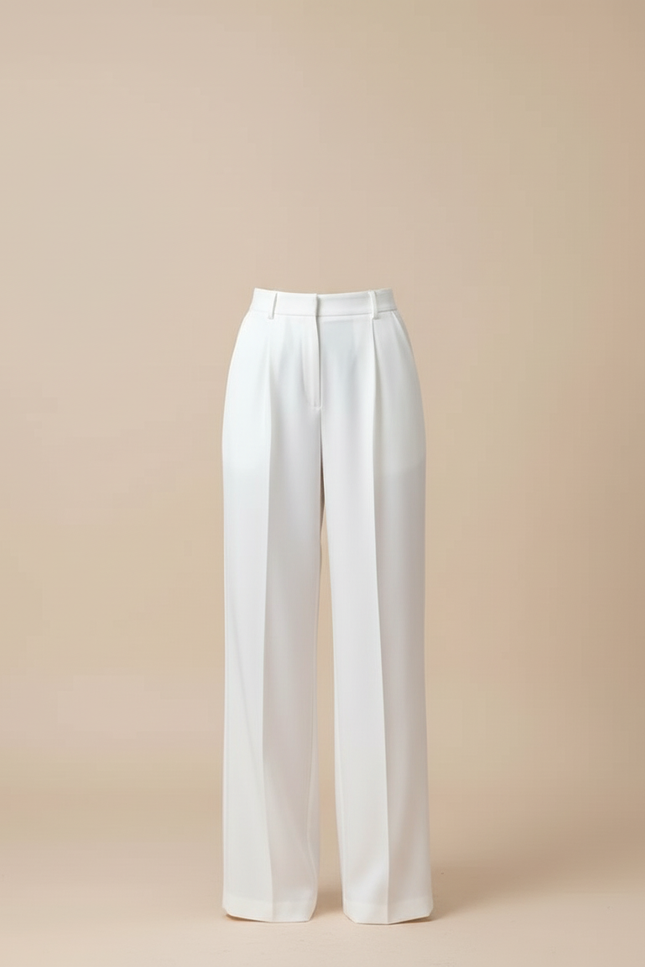 Pantalon Blanc Fluide Ample Taille Haute Femme - Polyester - vue 3