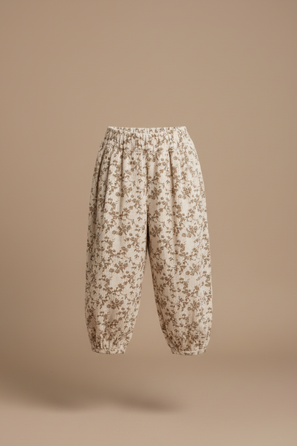 Pantalon Blanc Coton Fleuri Ample Enfant Fille - vue 3