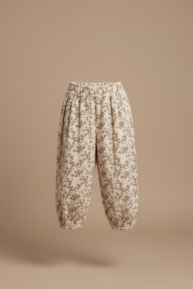 Pantalon Blanc Coton Fleuri Ample Enfant Fille - vue 3