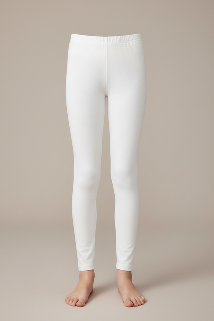 Pantalon Blanc Fille Stretch Confortable Basique - Maille - vue 3