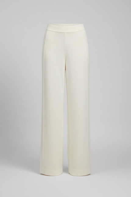 Pantalon Blanc Tricoté Ample Taille Haute Drapé - Maille - vue 3