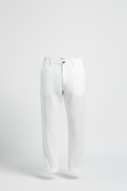 Pantalon Blanc Lin Droit Décontracté Homme Élégant - vue 3