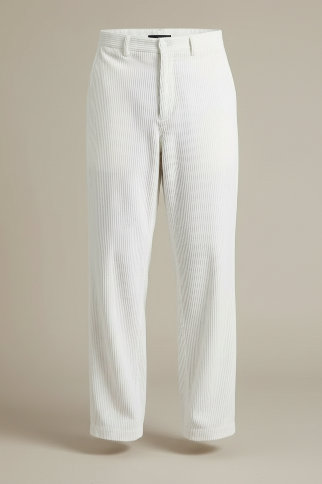 Pantalon Ample Blanc Homme - Cordé - vue 3