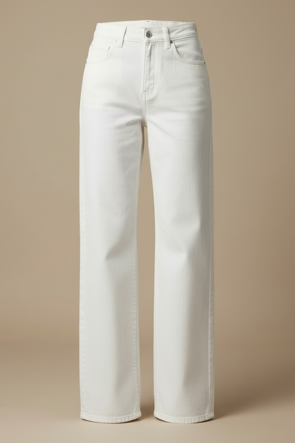 Pantalon Blanc Large Denim Taille Haute Femme - Jean - vue 3