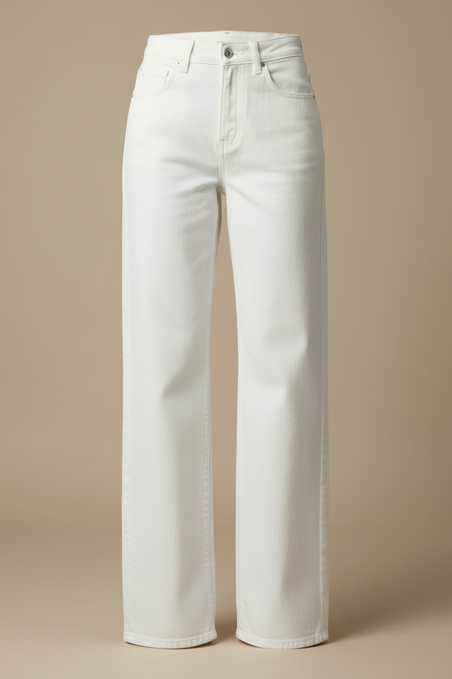 Pantalon Blanc Large Denim Taille Haute Femme - Jean - vue 3