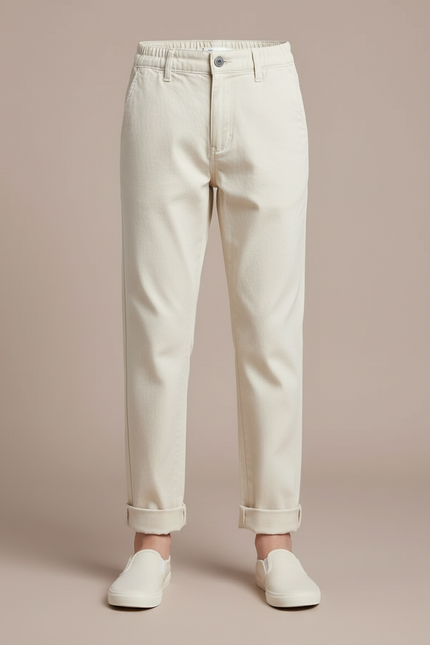 Pantalon Blanc Enfant Coton Décontracté Garçon Mignon - Beige - vue 3