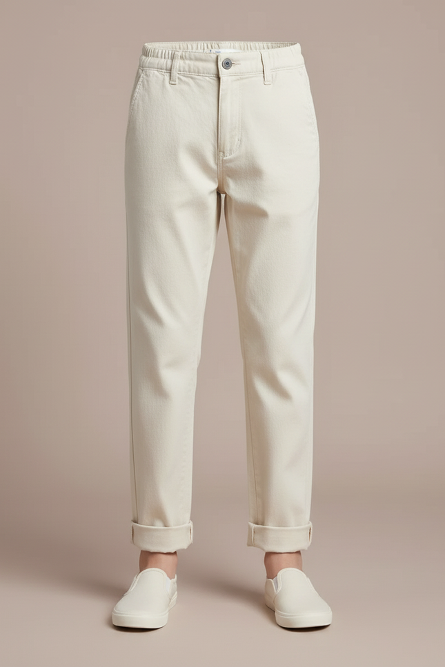 Pantalon Blanc Enfant Coton Décontracté Garçon Mignon - Beige - vue 3