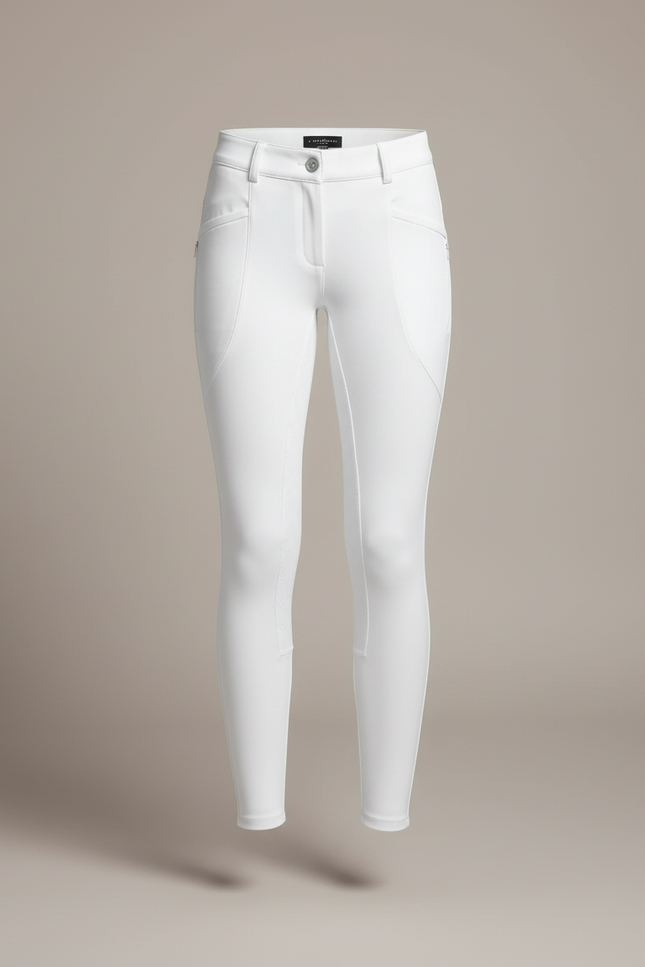 Pantalon Blanc Équestre Enfant Slim Silicone Adhérent - Polyester - vue 3