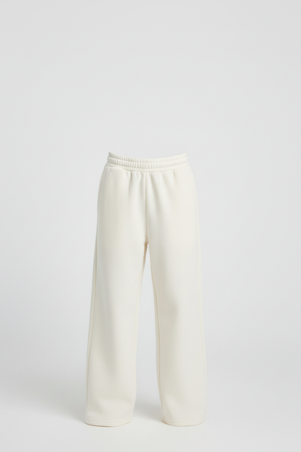 Pantalon Blanc Ample Molletonné Cordon Décontracté Enfant - Beige - vue 3