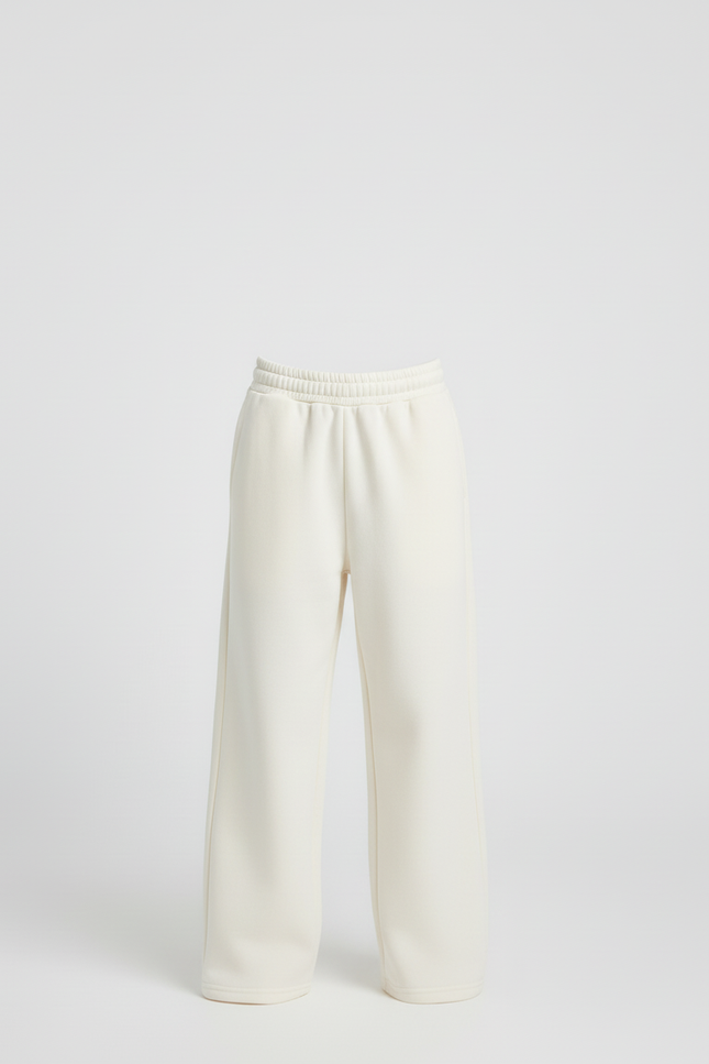 Pantalon Blanc Ample Molletonné Cordon Décontracté Enfant - Beige - vue 3